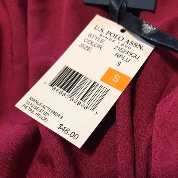 NWT small US Polo Assn. brand Maroon colored blouse - Picture 8 of 9